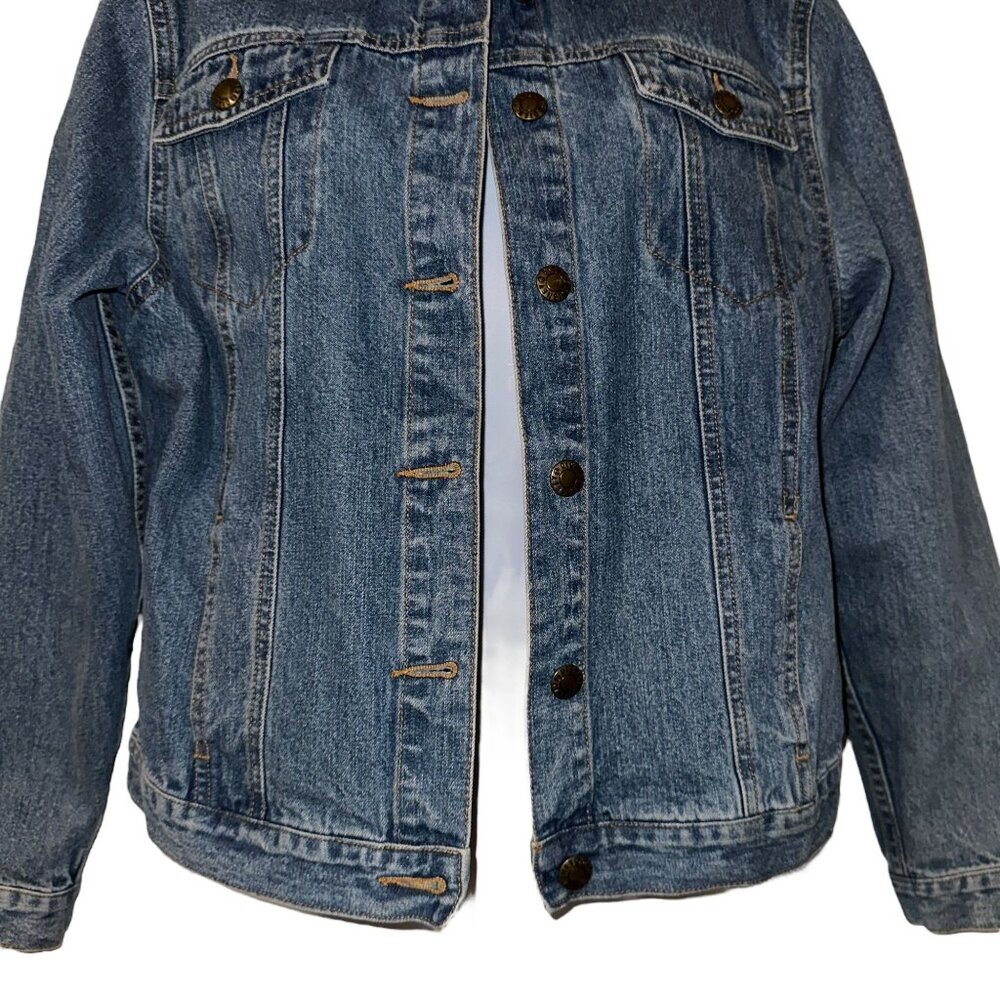 Disney Mickey Mouse Denim Jean Jacket Womens M Blue Embroidered Button Front - Picture 3 of 10